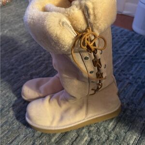 UGG Cream Winter Boots with Tan Laces